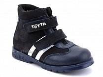 121-2,12,9 Тотто (Totto), ботинки детские утепленные ортопедические профилактические, кожа, нубук, синий, белый. в Сургуте