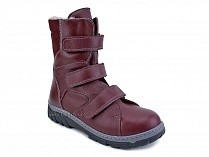 285б (22-31) Аквелла (Akwella), ботинки  детские ортопедические с высоким берцем, демисезонные, ворсин, кожа, бордовый в Сургуте