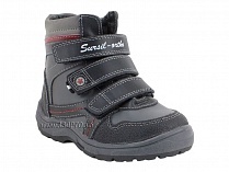 А43-037 Сурсил (Sursil-Ortho), ботинки детские ортопедические с высоким берцем, зимние, натуральный мех, кожа, черный, красный в Сургуте