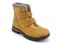 02-035-477 Джойшуз (Djoyshoes) ботинки зимние детские ортопедические профилактические, кожа, натуральный мех, горчичный в Сургуте