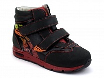 092-11 Бос (Bos), ботинки детские ортопедические профилактические, не утепленные, кожа, нубук, черный, красный в Сургуте