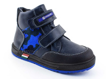 35124Б ШагоВита (Shagovita), ботинки детские демисезонные ортопедические профилактические, кожа, байка, черный, синий в Сургуте