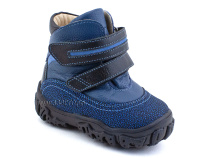 521-12 (21-26) Твики (Twiki) ботинки детские зимние ортопедические профилактические, кожа, натуральная шерсть, джинсово-черный в Сургуте