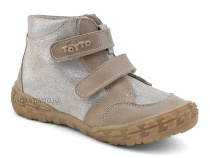 201-191,138 Тотто (Totto), ботинки демисезонние детские профилактические на байке, кожа, серо-бежевый в Сургуте