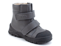 3381-721 Тотто (Totto), ботинки детские утепленные ортопедические профилактические, байка, кожа, серый в Сургуте
