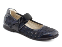 0015-500-0076 (37-40) Джойшуз (Djoyshoes), туфли Подростковые ортопедические профилактические, кожа перфорированная, темно-синий  в Сургуте
