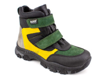 088-111-282-450 (31-36) Джойшуз (Djoyshoes) ботинки детские зимние мембранные ортопедические профилактические, натуральный мех, мембрана, нубук, кожа, черный, желтый, зеленый в Сургуте