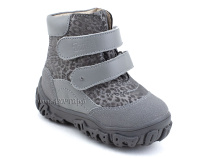 520-11 (21-26) Твики (Twiki) ботинки детские зимние ортопедические профилактические, кожа, натуральный мех, серый, леопард в Сургуте