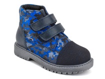 201-721 (26-30) Бос (Bos), ботинки детские утепленные профилактические, байка,  кожа,  синий, милитари в Сургуте