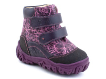 520-8 (21-26) Твики (Twiki) ботинки детские зимние ортопедические профилактические, кожа, натуральный мех, розовый, фиолетовый в Сургуте