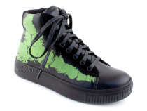 55317Б ШагоВита (Shagovita), ботинки детские  профилактические, кожа, байка, черный, зеленый в Сургуте