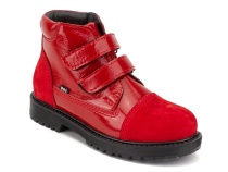 201-32 (31-36) Бос (Bos), ботинки детские утепленные профилактические, байка,  кожа, лак,  красный в Сургуте