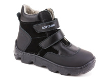 BL-271(5) Боттилини (Bottilini), ботинки  детские демисезонные  ортопедические профилактические, кожа, нубук, байка, черный в Сургуте