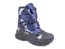 2542-25МК (26-30) Миниколор (Minicolor), ботинки зимние детские ортопедические профилактические, мембрана, кожа, натуральный мех, синий, черный в Сургуте