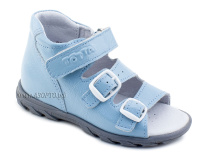 0313-9-603 Тотто (Totto), сандалии детские открытые ортопедические профилактические, кожа, голубой в Сургуте