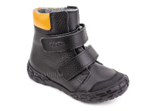 338-701,15 Тотто (Totto) ботинки детские  ортопедические профилактические, байка, кожа, черный, оранжевый в Сургуте