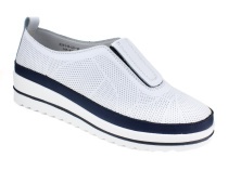K231-R-LX-16-A (41-43) Кумфо (Kumfo) туфли для взрослых, перфорированная кожа, белый, синий в Сургуте