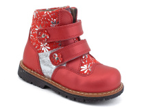 2031-13 Миниколор (Minicolor), ботинки детские ортопедические профилактические утеплённые, кожа, байка, красный в Сургуте