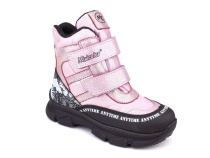 2633-06МК (26-30) Миниколор (Minicolor), ботинки зимние детские ортопедические профилактические, мембрана, кожа, натуральный мех, розовый, черный в Сургуте