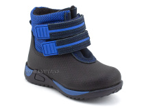 19-583-4 Скороход (Skorohod), ботинки демисезонные утепленные, байка, гидрофобная кожа, синий, чёрный в Сургуте
