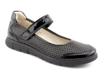 0026-178-043 (37-40) Джойшуз (Djoyshoes), туфли подростковые ортопедические профилактические, кожа перфорированная, черный  в Сургуте