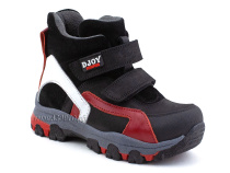 026-111-214-422-01-143 (26-30) Джойшуз (Djoyshoes) ботинки детские ортопедические профилактические утеплённые, замша, велюр, кожа, черный, красный, белый в Сургуте